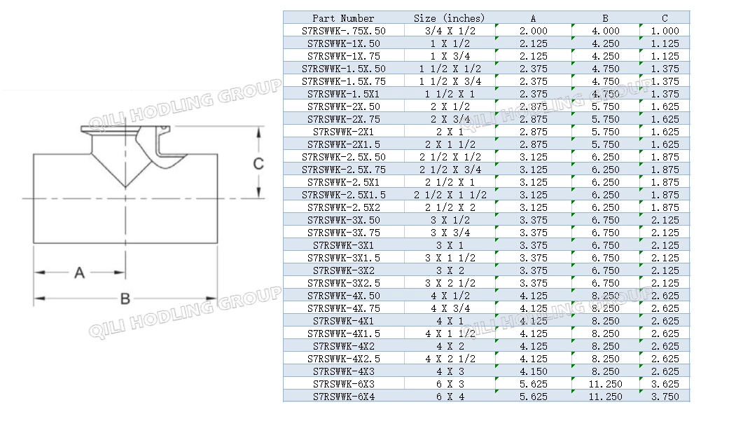 ASME BPE fittings S7RSWWK REDUCING TEE TANGENT WELD ENDS X SHORT CLAMP BRANCH