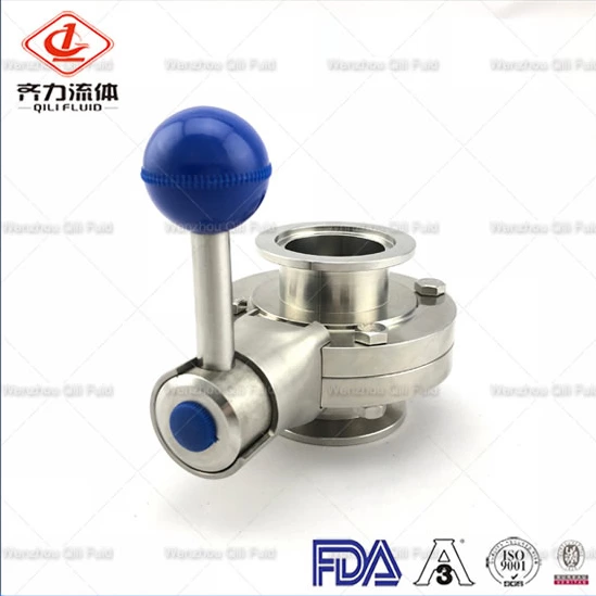 Sanitary Stainless Steel Butterfly Valve with Kf End
