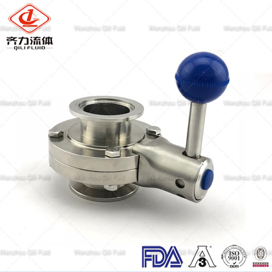 Sanitary Stainless Steel Butterfly Valve with Kf End