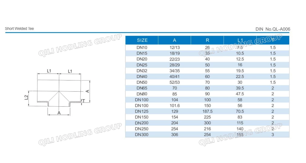 Sanitary Stainless Steel 304 316L Weld Plain Tee