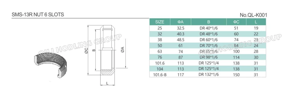 Sanitary Stainless Steel SMS 13R Round Nut