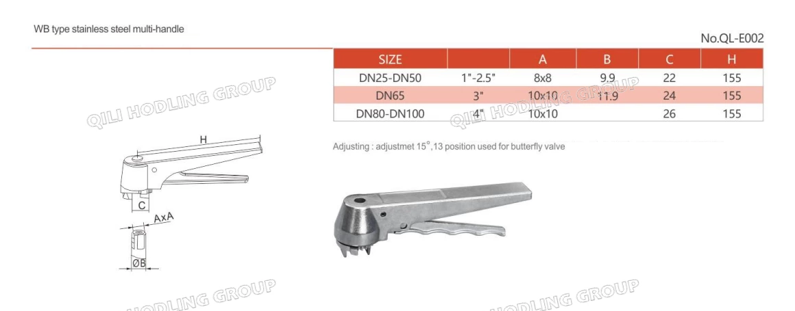 Plastic / Stainless Steel 3A Standard Butterfly Valves Handle Multi-Position Handle