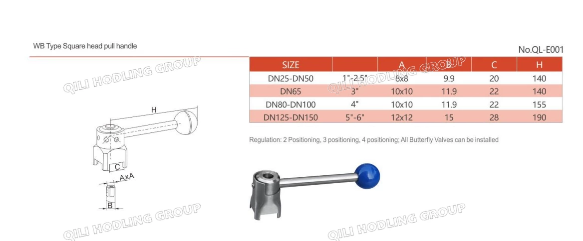 Plastic / Stainless Steel 3A Standard Butterfly Valves Handle Multi-Position Handle
