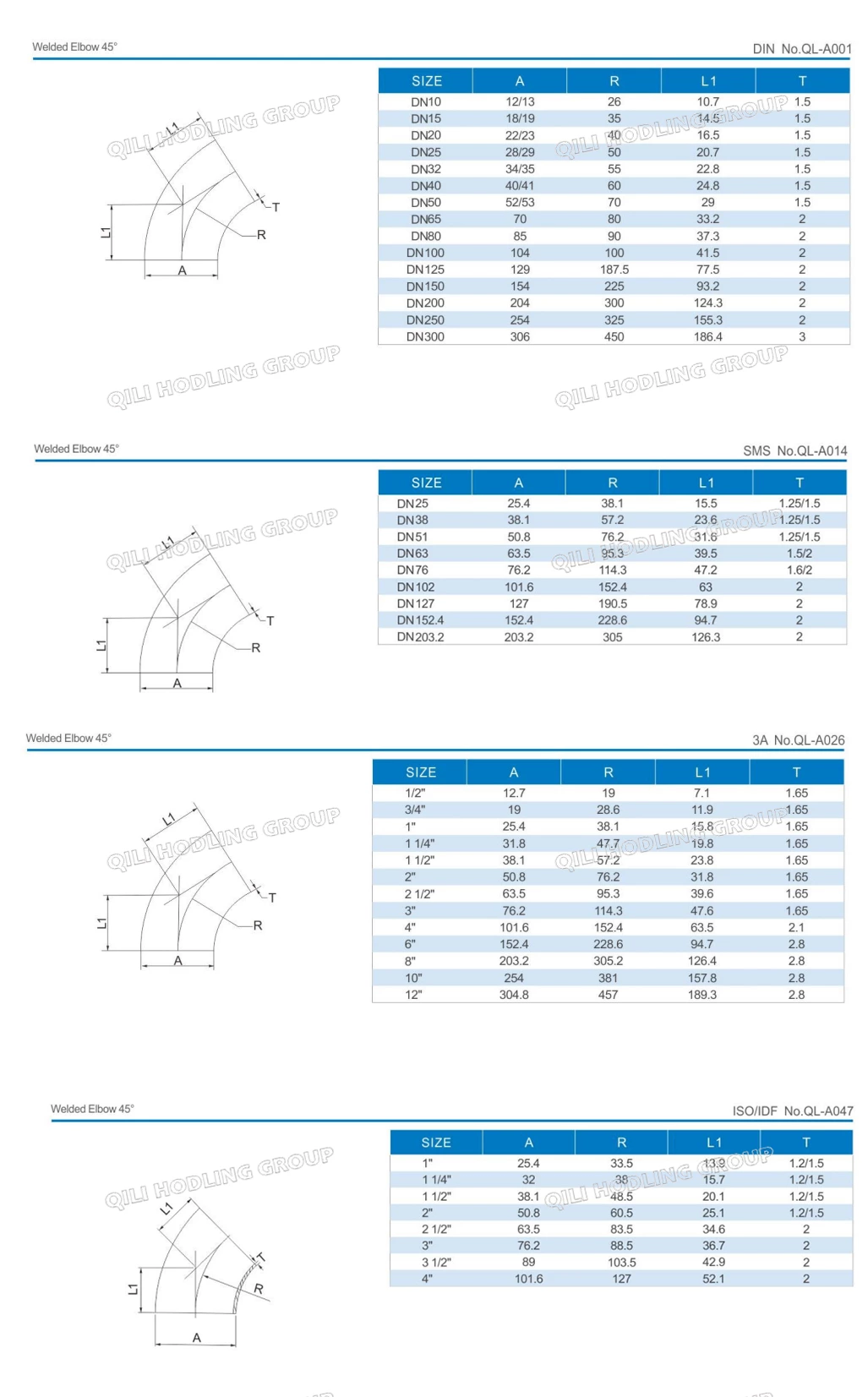 Sanitary Stainless Steel Weld 45 Degree Elbow