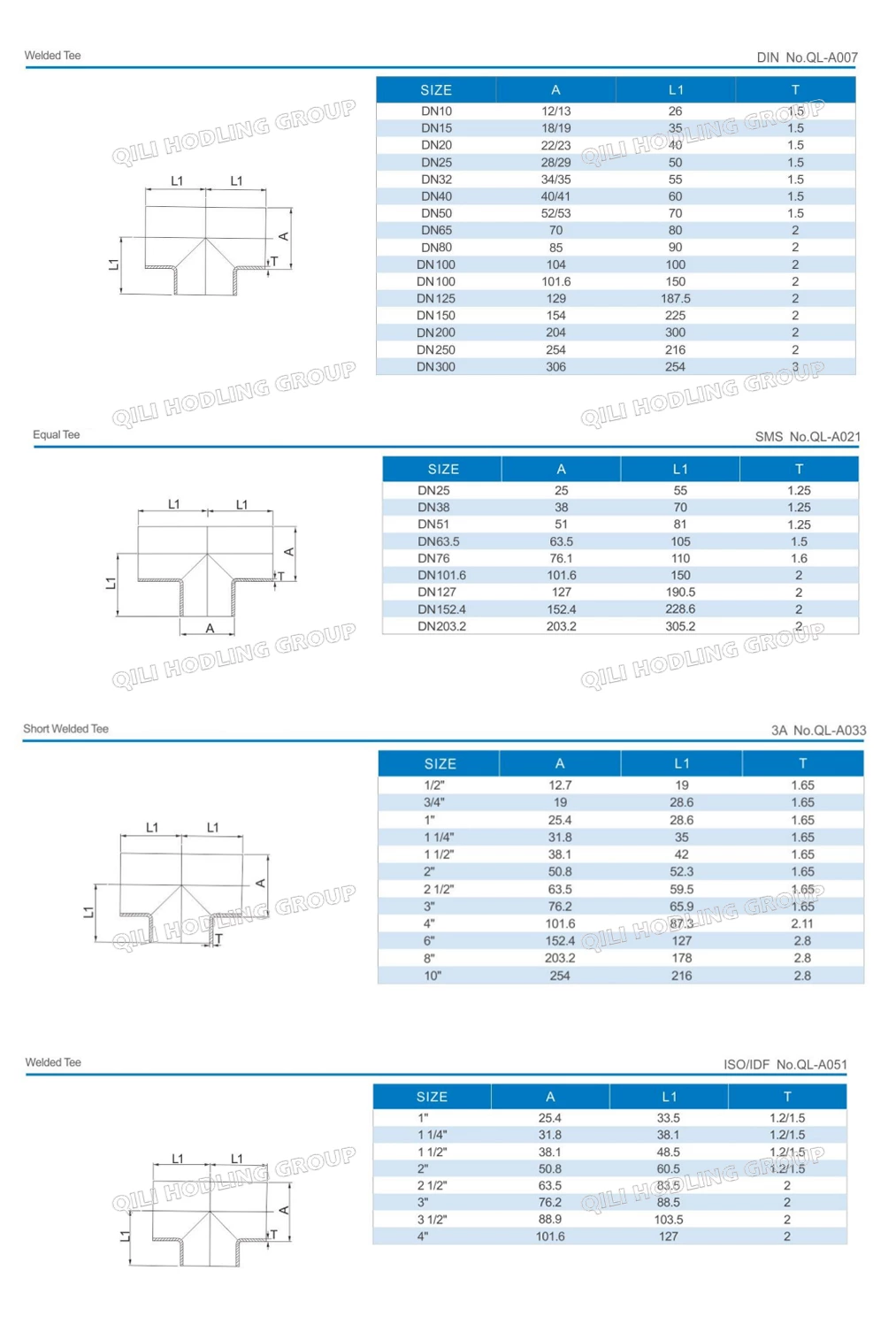 Sanitary Grade Stainless Steel Polish Surface Weld Tee
