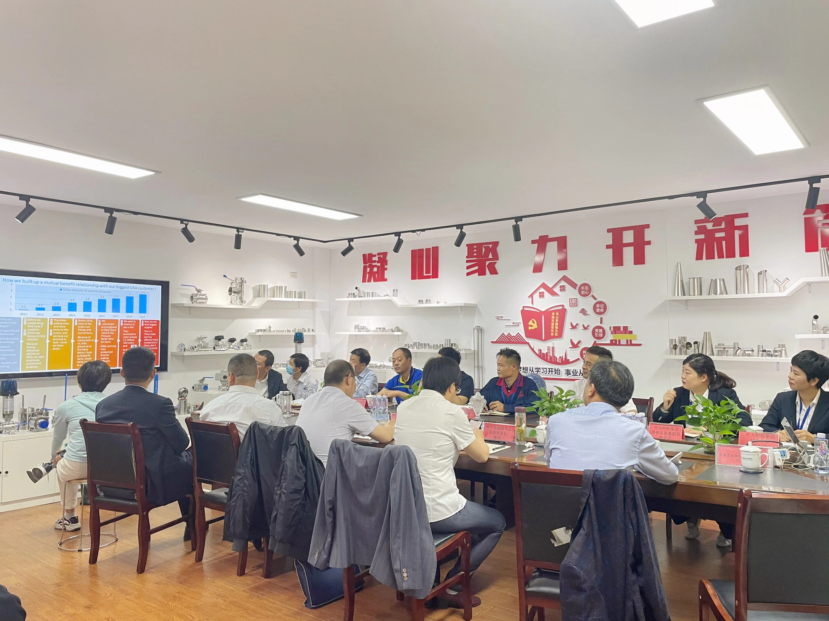 The head of Huaining County, Anhui Province--Chen Hong and other leaders visited the Wenzhou headquarters of Qili Group