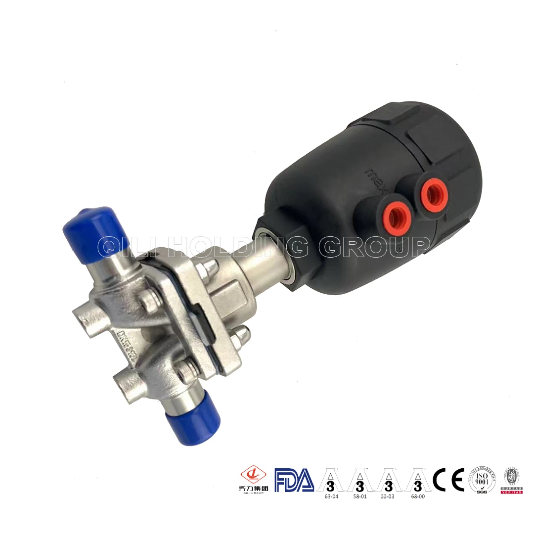 hygienic stainless steel diaphragm with pneumatic actuator