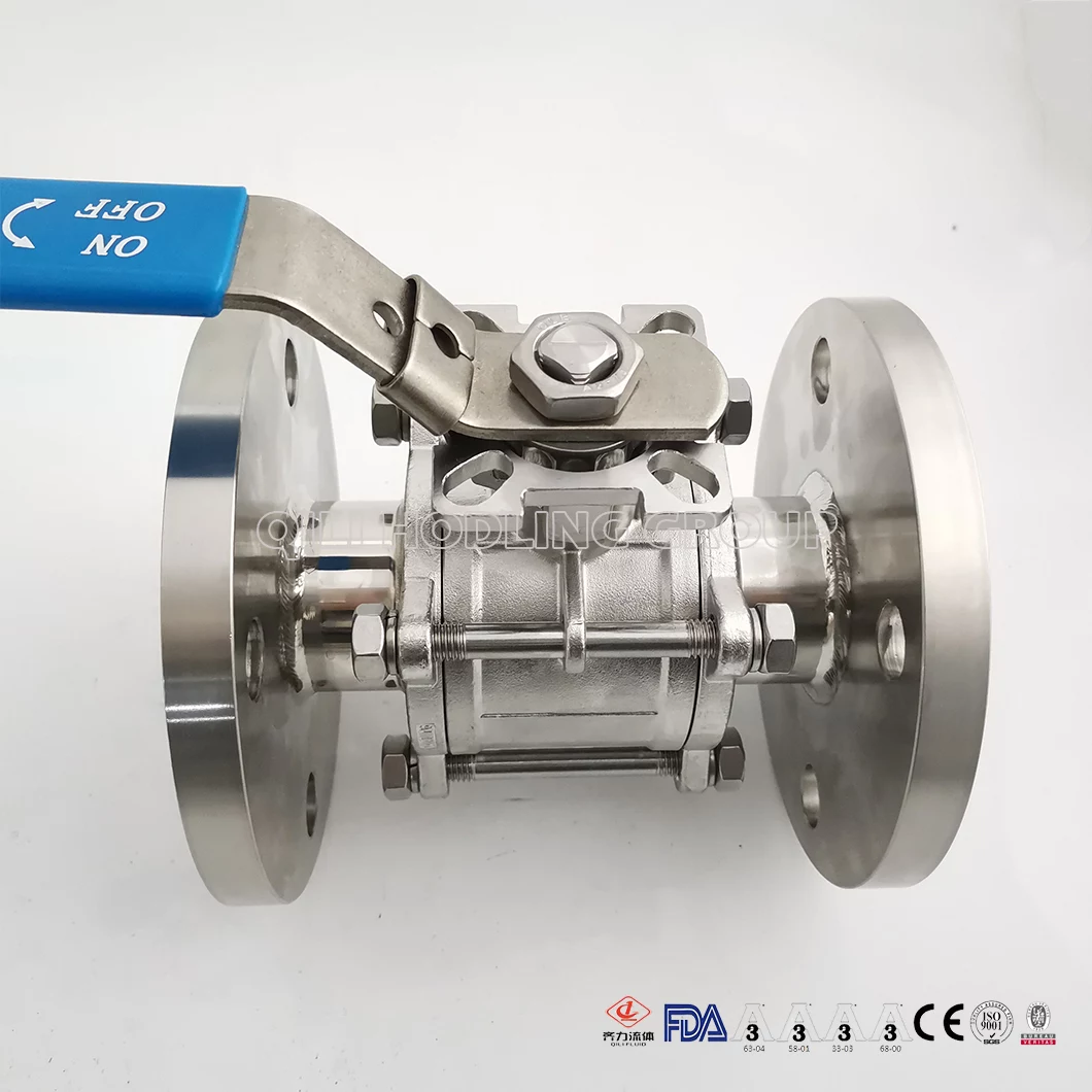 hygienic 3 PCS Stainless Steel hygienic encapsulated Ball Valve Full Port, Flange End ISO5211-Direct Mount Pad