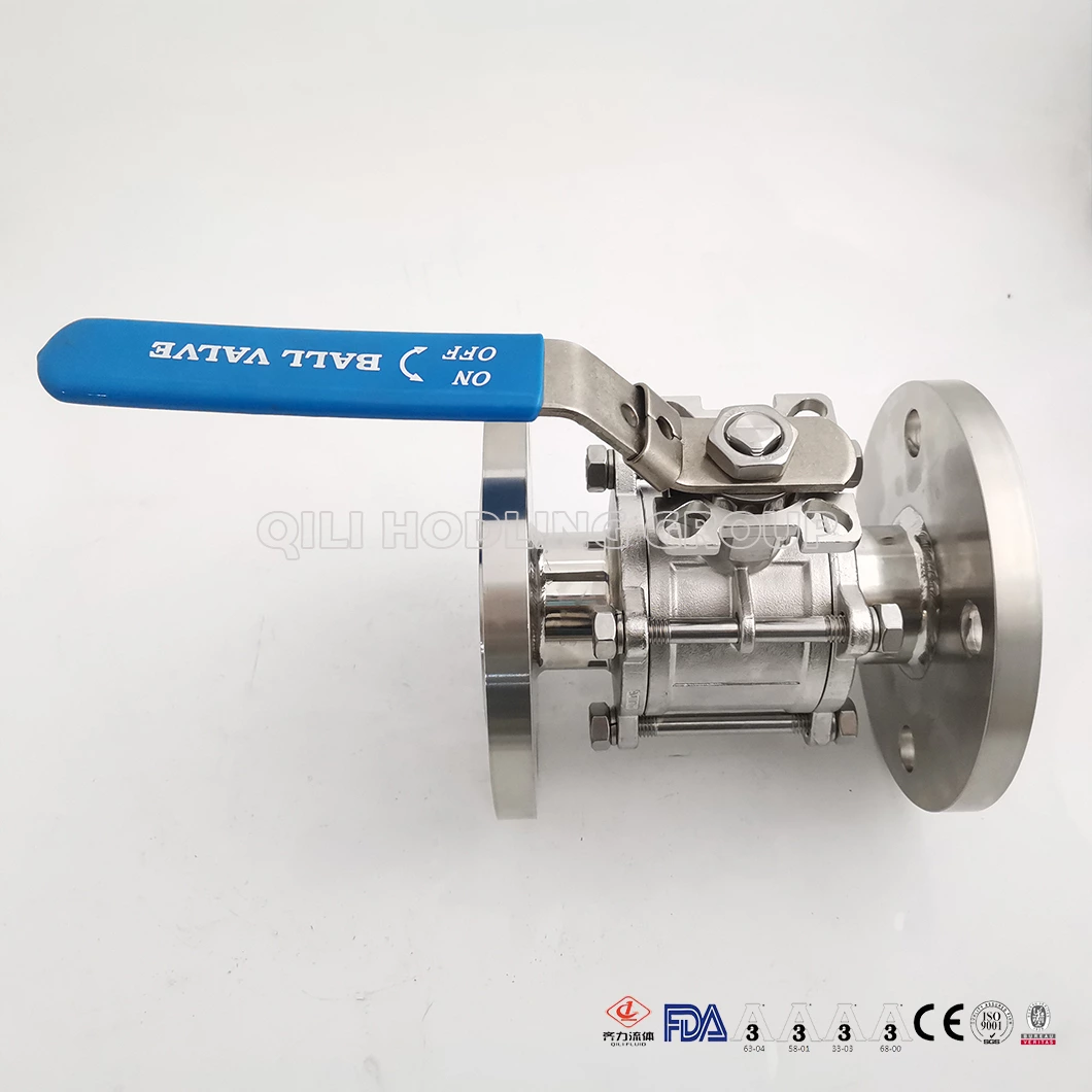 hygienic 3 PCS Stainless Steel hygienic encapsulated Ball Valve Full Port, Flange End ISO5211-Direct Mount Pad