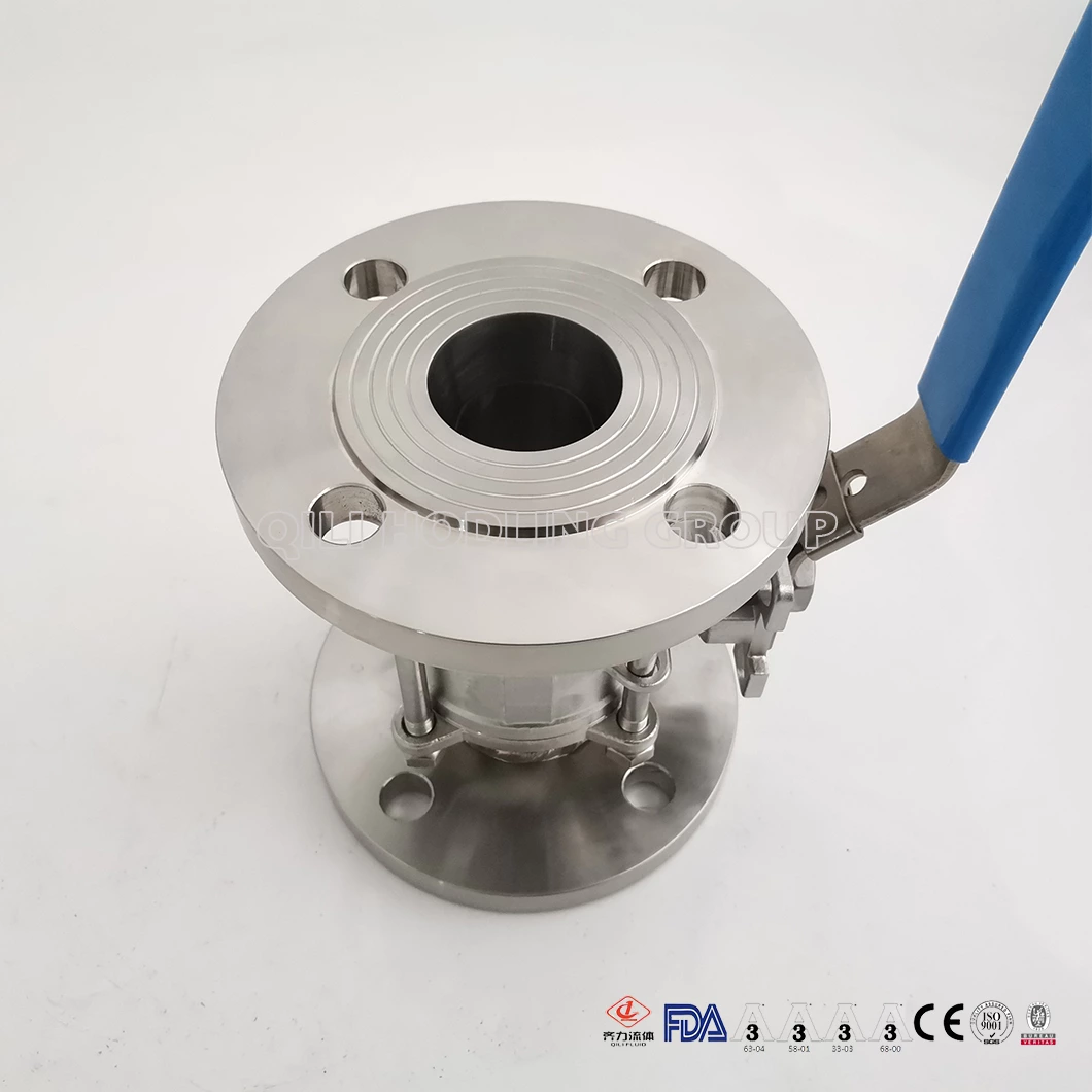 hygienic 3 PCS Stainless Steel hygienic encapsulated Ball Valve Full Port, Flange End ISO5211-Direct Mount Pad