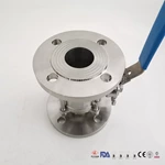 hygienic 3 PCS Stainless Steel hygienic encapsulated Ball Valve Full Port, Flange End ISO5211-Direct Mount Pad