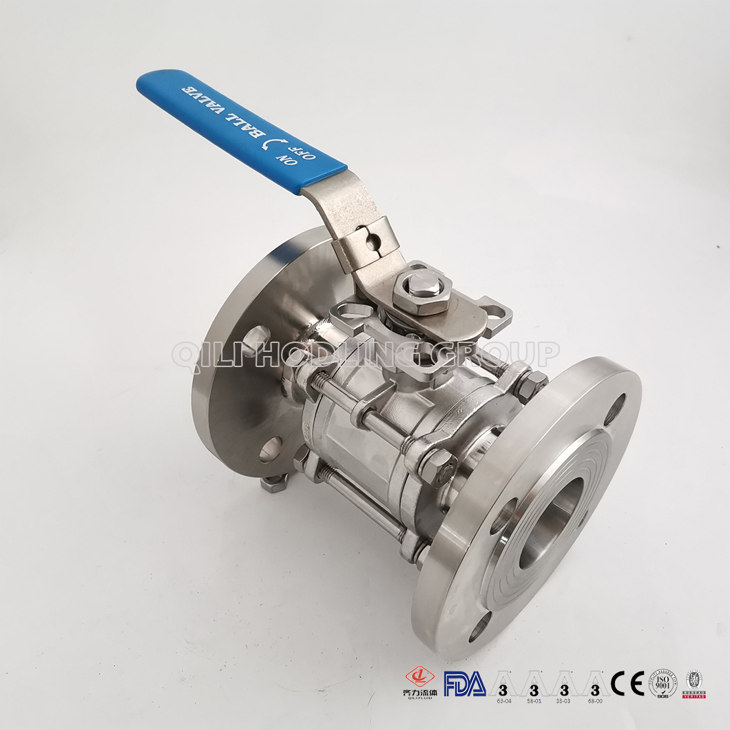 hygienic 3 PCS Stainless Steel hygienic encapsulated Ball Valve Full Port, Flange End ISO5211-Direct Mount Pad