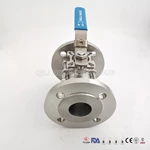 hygienic 3 PCS Stainless Steel hygienic encapsulated Ball Valve Full Port, Flange End ISO5211-Direct Mount Pad