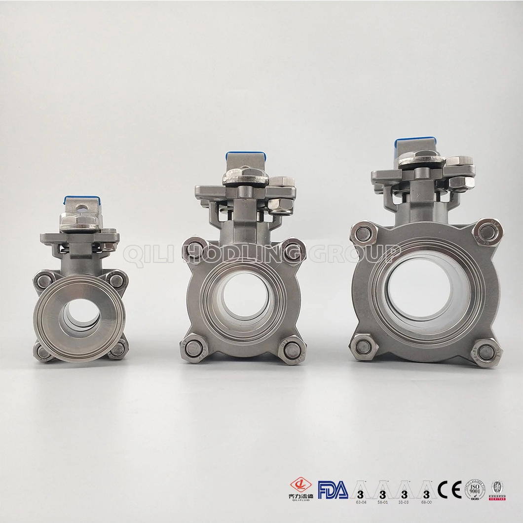 3 Piece Sanitary Stainless Steel Tube Bore encapsulated Ball Valve Full Port