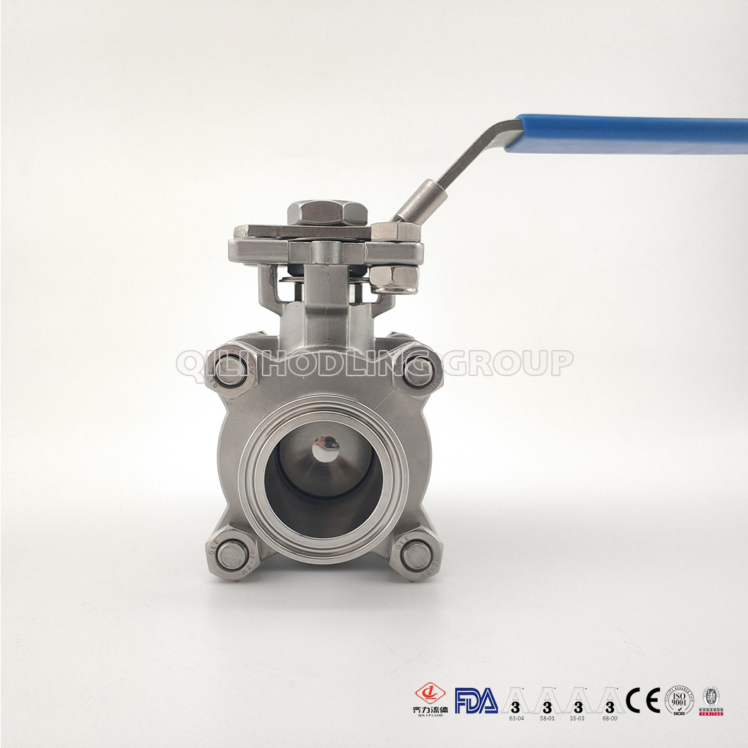 hygienic 304/316L High Quality Stainless Steel 3PCS encapsulated Ball Valves with Blue Handle