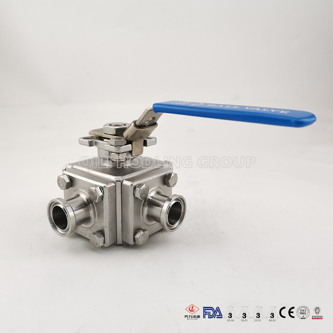 316L Hygienic Stainless Steel Full Capsoluted Three Way encapsulated Ball Valve With Welding Ends