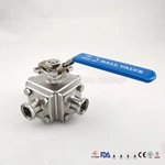 316L Hygienic Stainless Steel Full Capsoluted Three Way encapsulated Ball Valve With Welding Ends