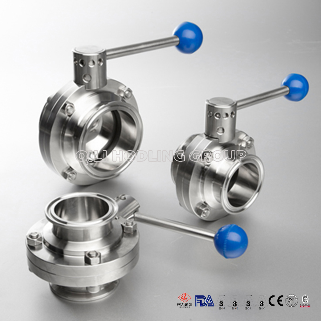 All Kinds of Sanitary 304/316L Stainless Steel Factory Price Pneumatic/Manual Lever Butterfly Valves Welding/Thread