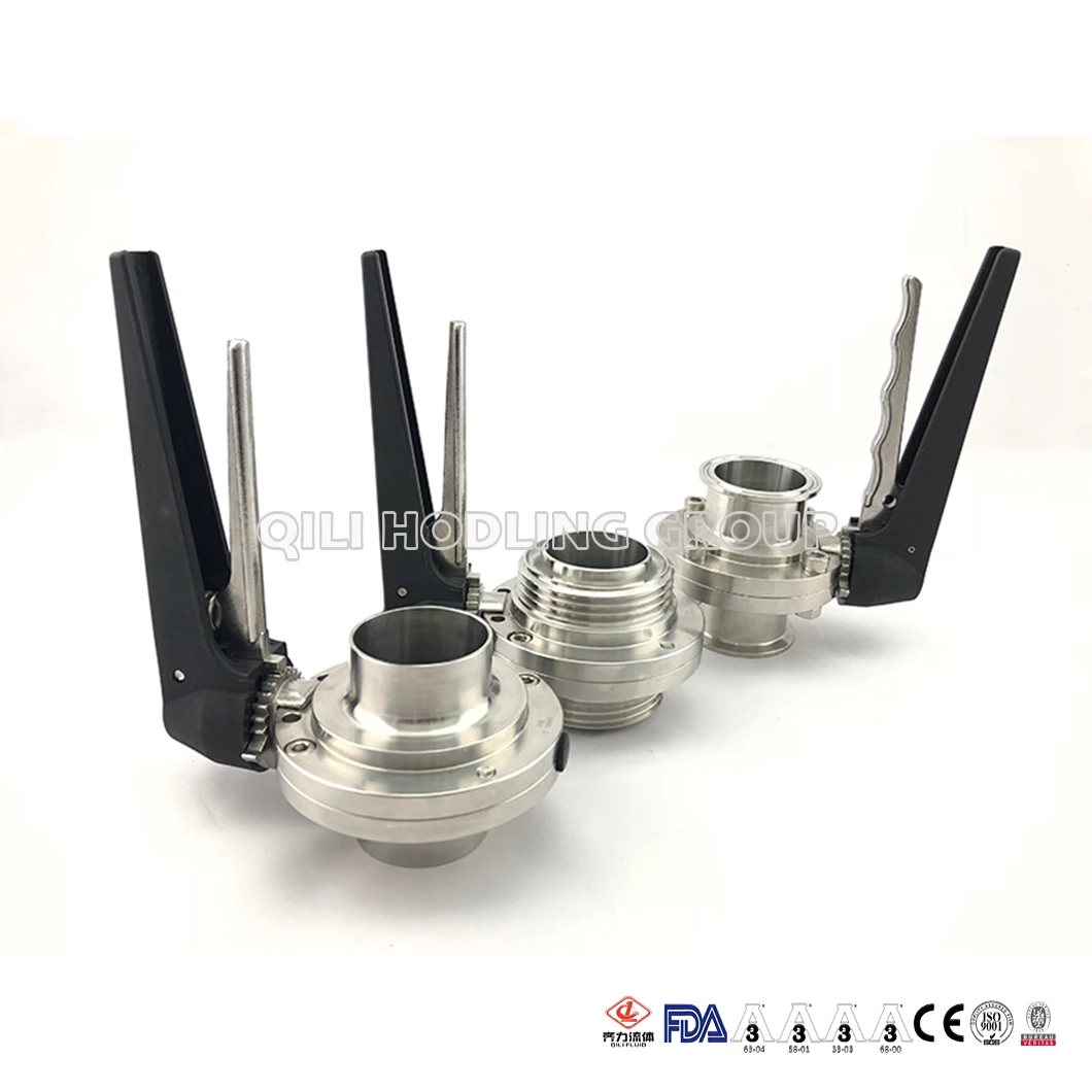 All Kinds of Sanitary 304/316L Stainless Steel Factory Price Pneumatic/Manual Lever Butterfly Valves Welding/Thread