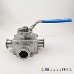 CF3M CF8M Hygienic Manual 3 Way Full Bore Encapsulate PTFE Ball Valves