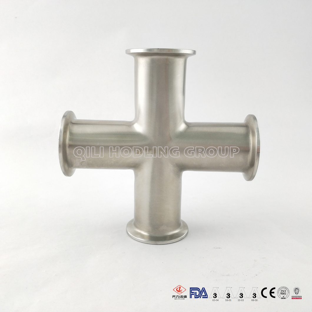 Clamping Stainless Steel 304/316L 4-Way Cross with 3A/DIN/SMS/Sio/Rjt Standard