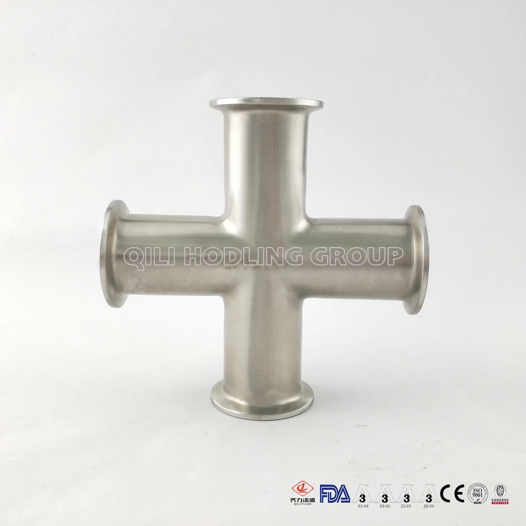 Clamping Stainless Steel 304/316L 4-Way Cross with 3A/DIN/SMS/Sio/Rjt Standard