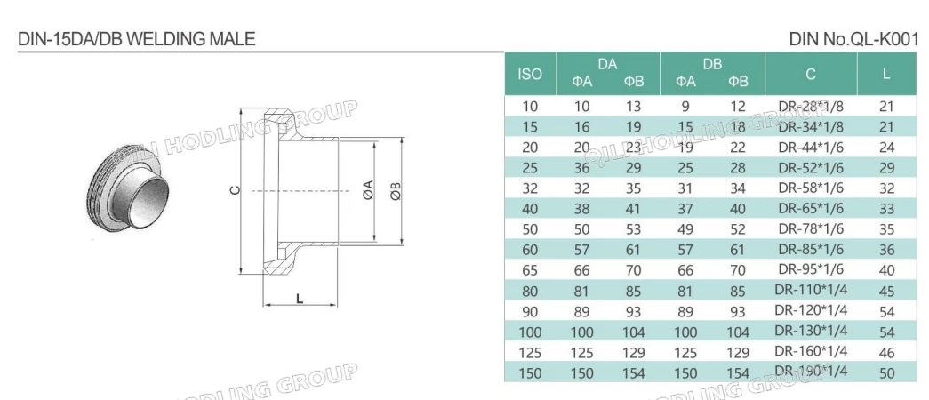 DIN 11851 welding male