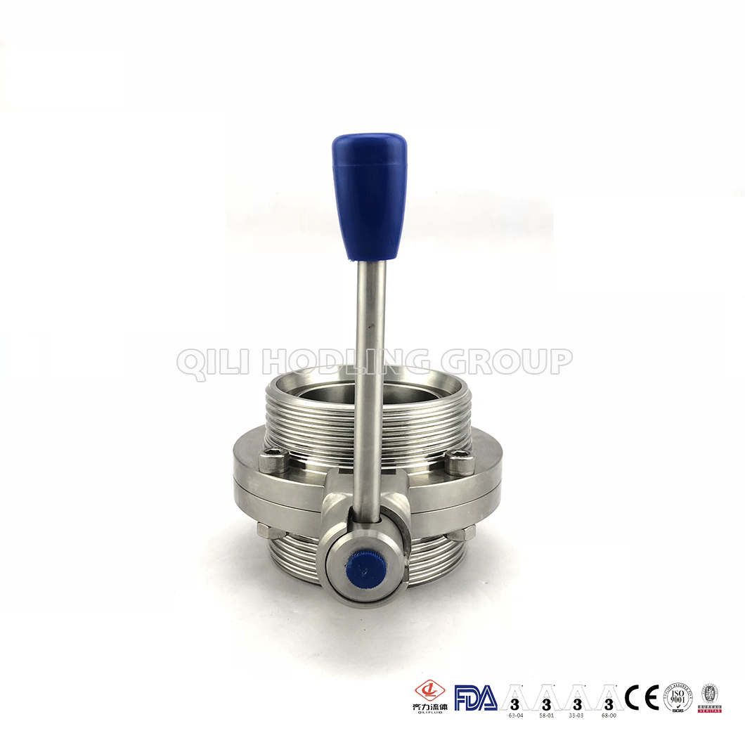 Dn80 Food Grade Sanitary Ss316L Male Butterfly Valve