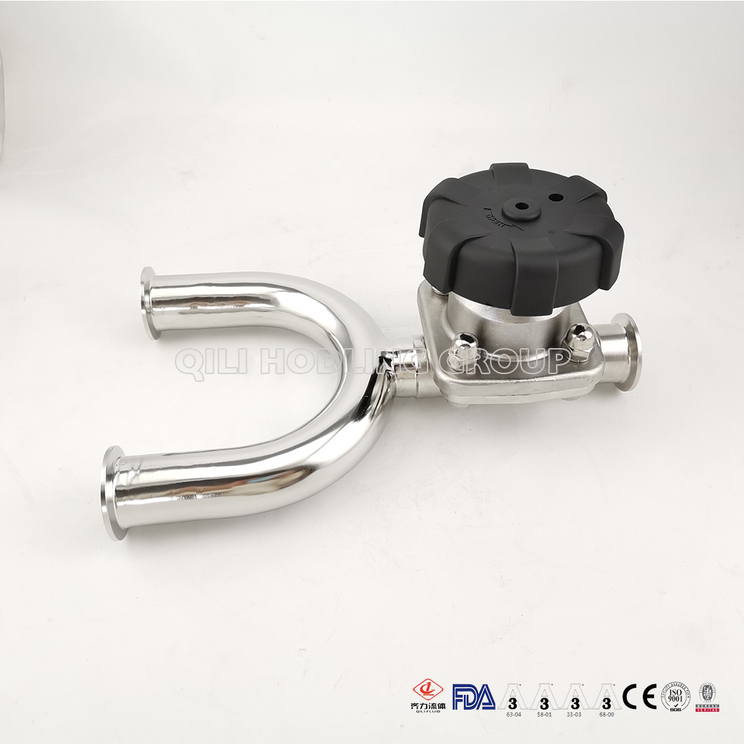 Hygienic Stainless Steel 316L EPDM with PTFE U Type Diaphragm Valve with Plastic Handle
