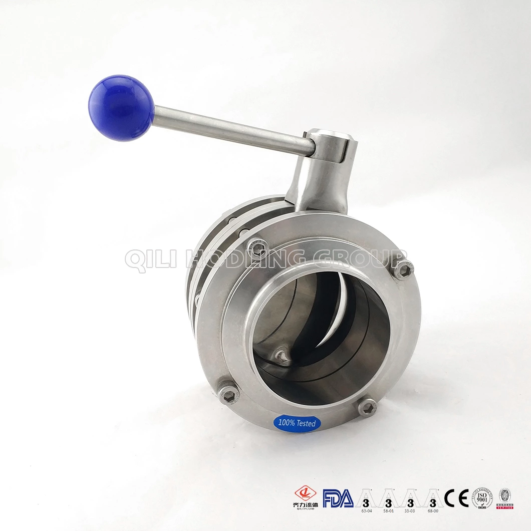 Hygienic Stainless Steel Three Pieces Butterfly Valves