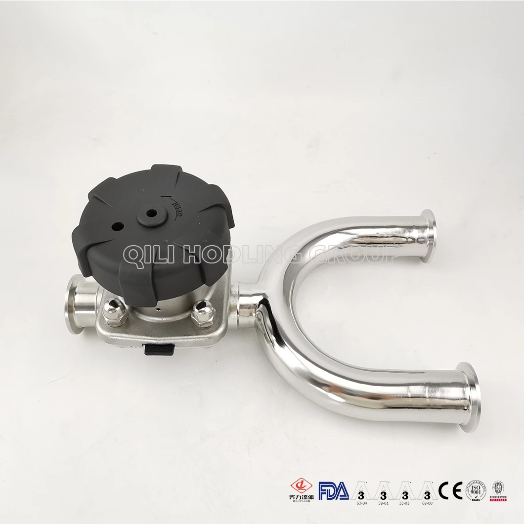 Sanitary 316L Reducing 3 Three Way U Type Hydraulic Clamped Diaphragm Valve