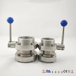 Sanitary Butterfly Valves Thread Sight Glass End With Manual Handle
