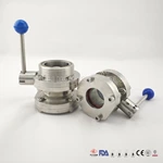 Sanitary Butterfly Valves Thread Sight Glass End With Manual Handle