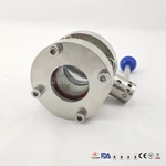 Sanitary Butterfly Valves Thread Sight Glass End With Manual Handle