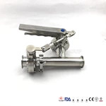 SS304/304L/316/316L Sanitary Butterfly Valves with Handle Connect Tee Butterfly Valve Three-Way Combination