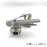 SS304/304L/316/316L Sanitary Butterfly Valves with Handle Connect Tee Butterfly Valve Three-Way Combination