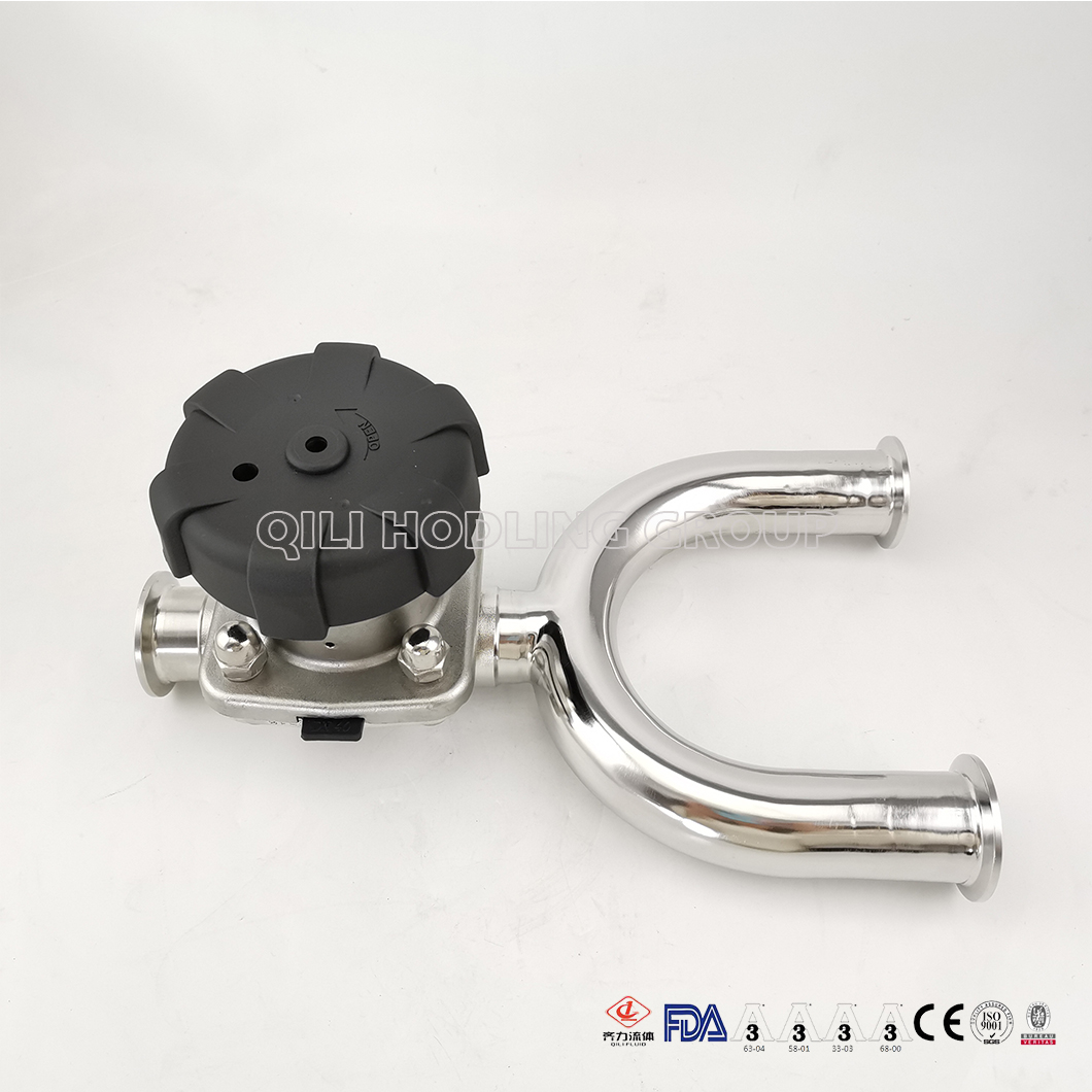 Sanitary Manual U-Type Clamp Ends Diaphragm Valve For Flow Control