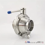 Sanitary SS304 SS316L Weld Thread Clamp Ends Butterfly Type encapsulated Ball Valve with Pull Handle for CIP System