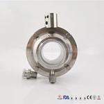 Sanitary SS304 SS316L Weld Thread Clamp Ends Butterfly Type encapsulated Ball Valve with Pull Handle for CIP System