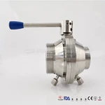 Sanitary SS304 SS316L Weld Thread Clamp Ends Butterfly Type encapsulated Ball Valve with Pull Handle for CIP System