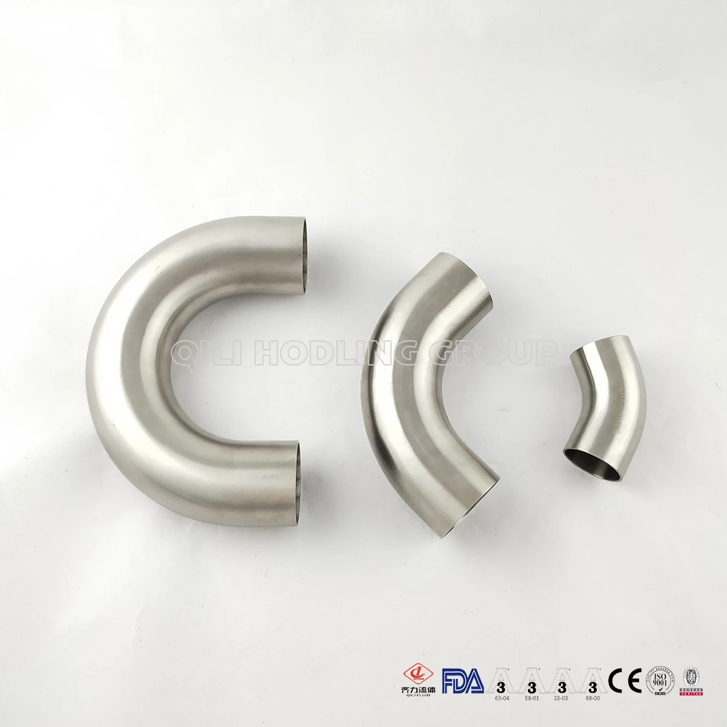 Sanitary Stainless Steel 180 Degree Weld Long Radius Elbow/Bend with SMS/3A/DIN/ISO Standard for Food Grade