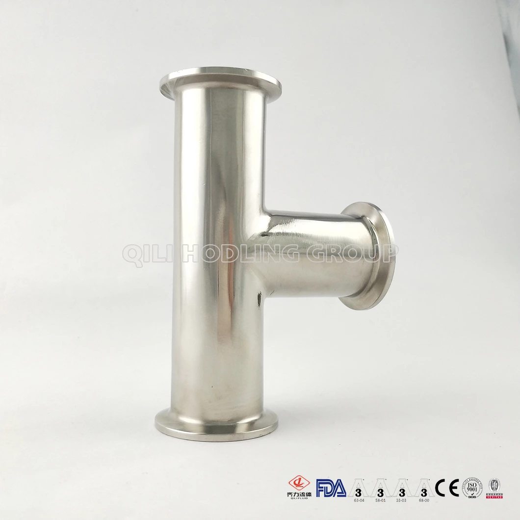 Sanitary Stainless Steel 304 316L Clamped Fittings Equal Tee