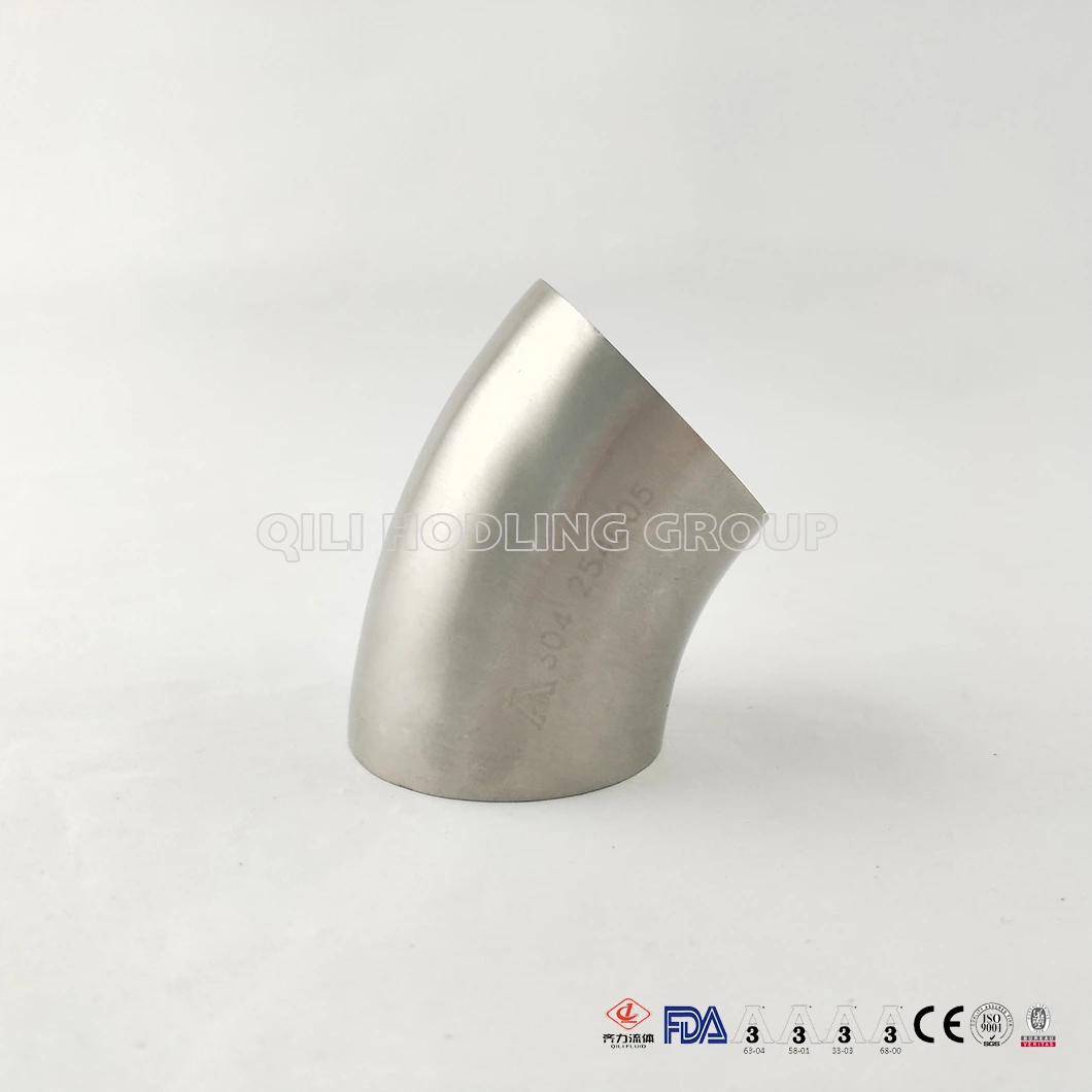 Sanitary Stainless Steel 304 316L Polished 45degree Weld Elbow