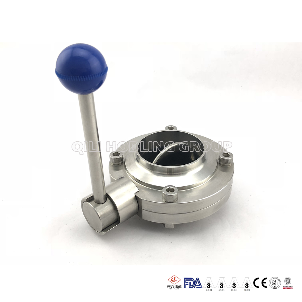 Sanitary Stainless Steel Butterfly Valve Food Grade 304 316L Tc Clamp Weld Thread Male Female Connection CNC Machine
