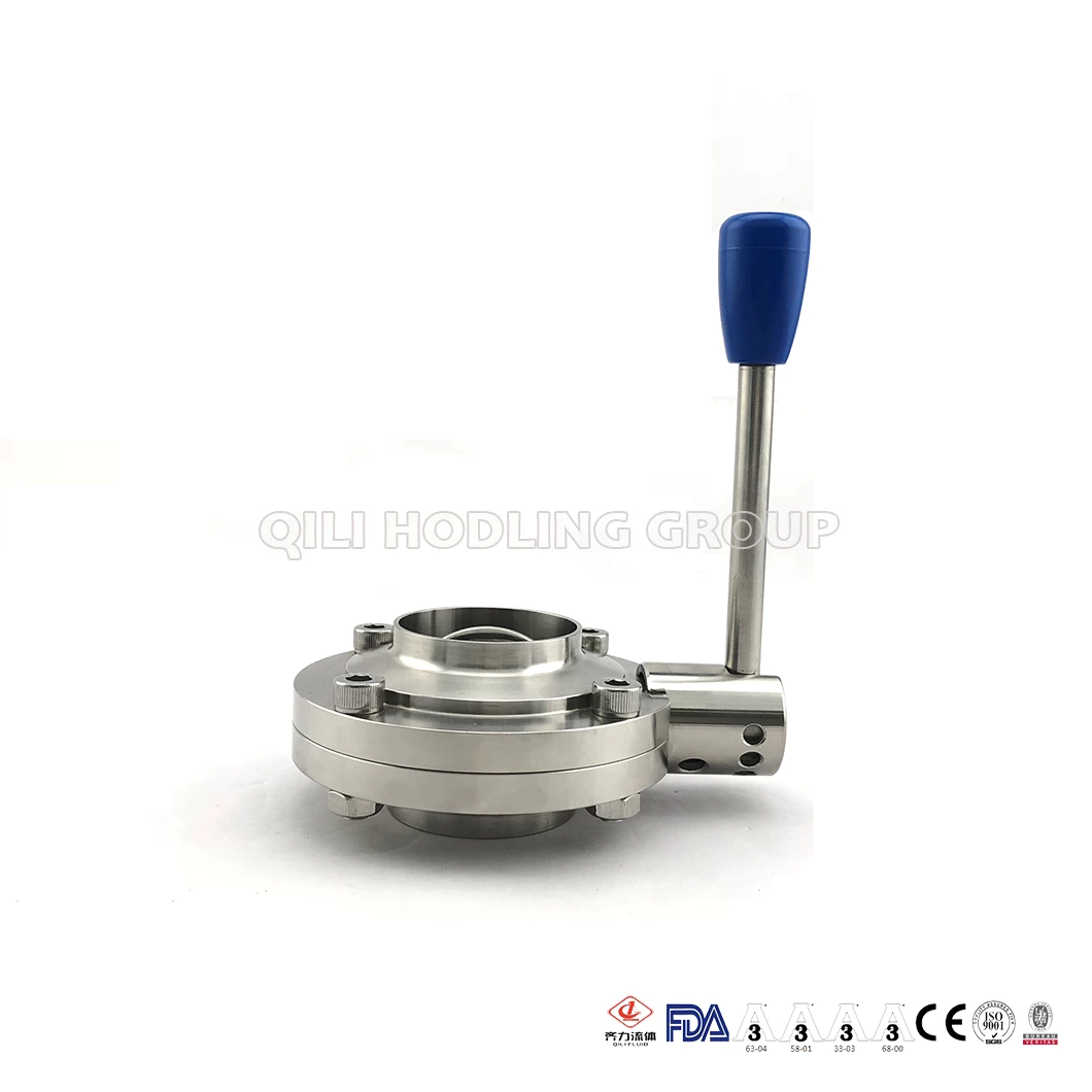 Sanitary Stainless Steel Butterfly Valve Food Grade 304 316L Tc Clamp Weld Thread Male Female Connection CNC Machine