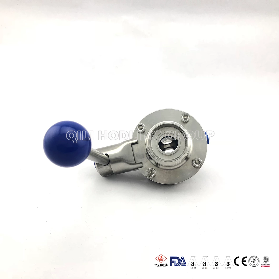 Sanitary Stainless Steel Butterfly Valve With Pull Handle Threaded End