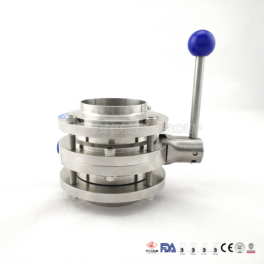 Sanitary Stainless Steel Clamped end Butterfly Valve