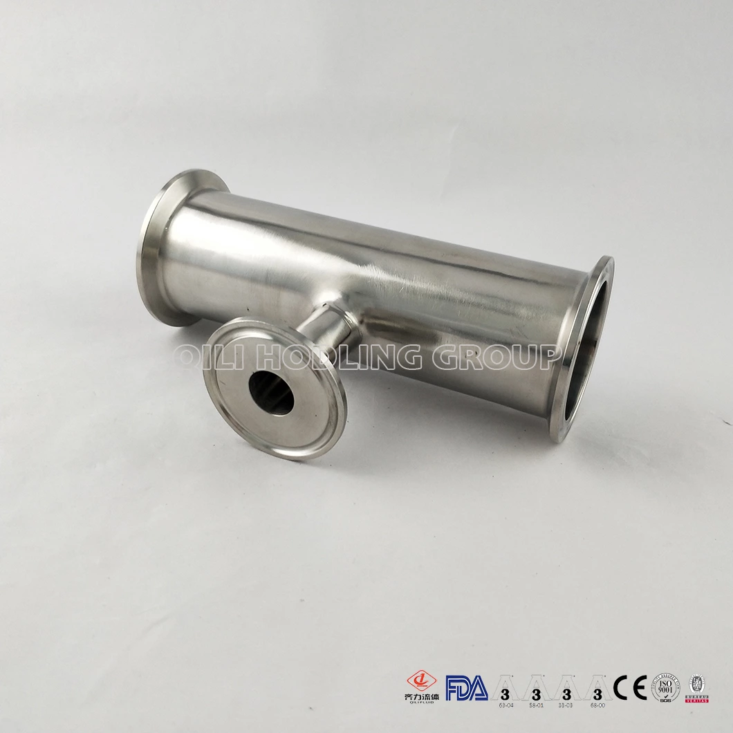 Sanitary Stainless Steel Clamped Fittings Short Outlet Reducing Tee