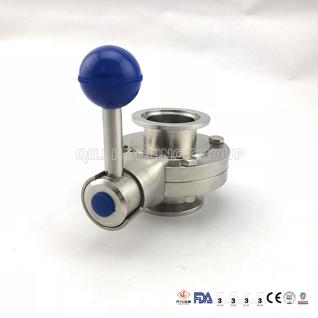 Sanitary Stainless Steel Clamped Weld Threaded Butterfly Valve