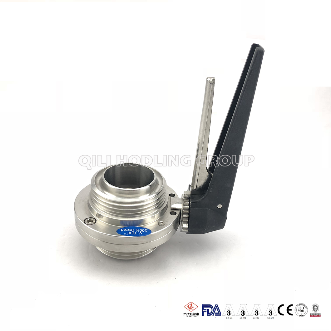 Sanitary Stainless Steel Clamped Weld Threaded Butterfly Valve